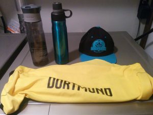 Water bottles, hat and shirt