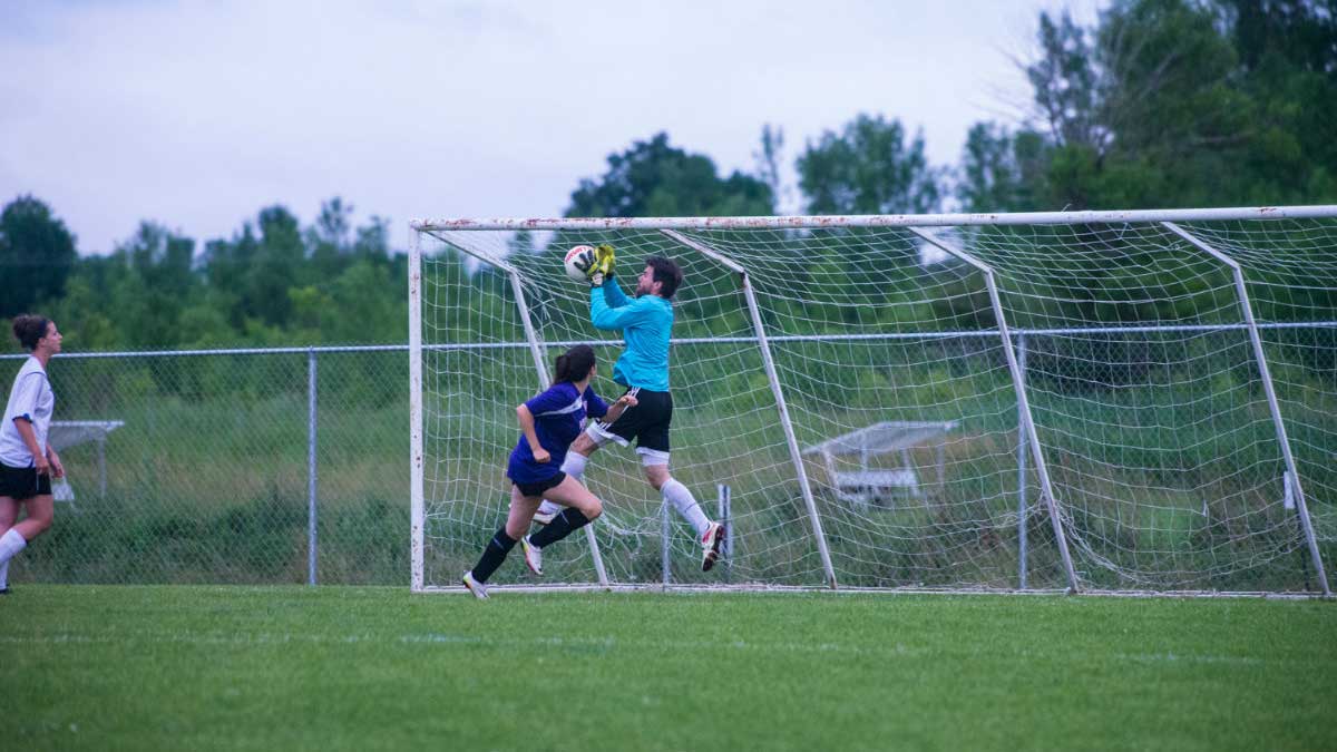 Goalie making a save